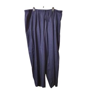 ELLOS Linen Blend Womens Pull on Drawstring Pants With Pockets Navy Size 32 New‎